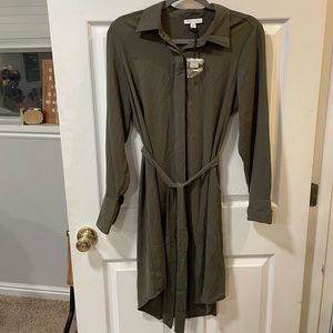 Classy, Button Front Dark Green Long Sleeve Dress (Size M)
